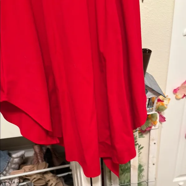Red Maxi A-Line High-Low Skirt for Cocktail - Image 3
