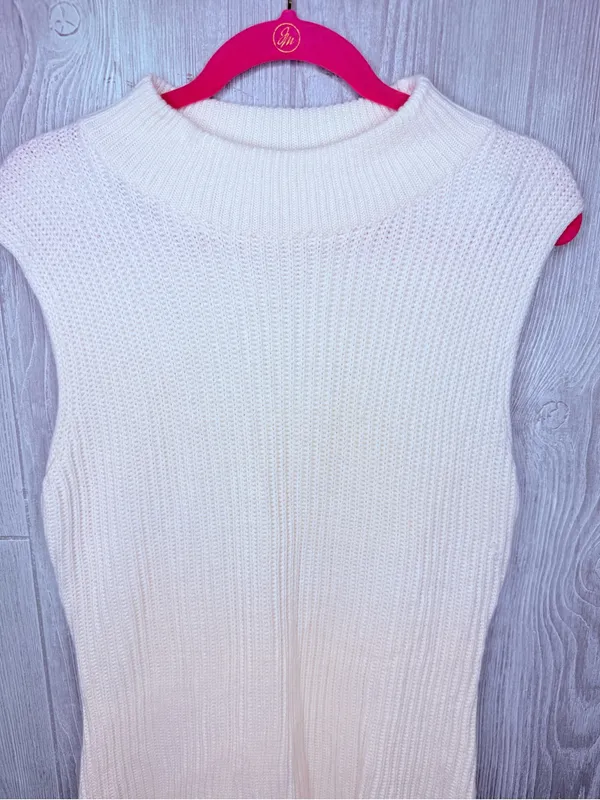 Nwt cider white / cream sleeveless high neck frindge bottom dress xl - Image 4