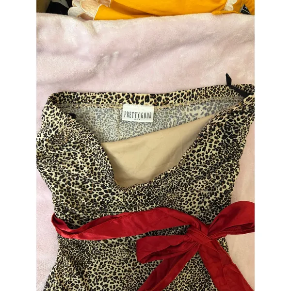 Vintage Y2K Cheetah Print Tube‎ Top Pretty good Size M/L Waist Bow - Image 5