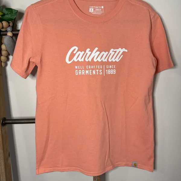 Carhartt Womens Loose Fit Peach Coral Short Sleeve Graphic Tee Size Medium‎ - Image 3