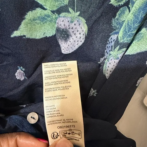 Free people Blue Floral Print Button Down Sheer/Mesh(Size Small) - Image 7