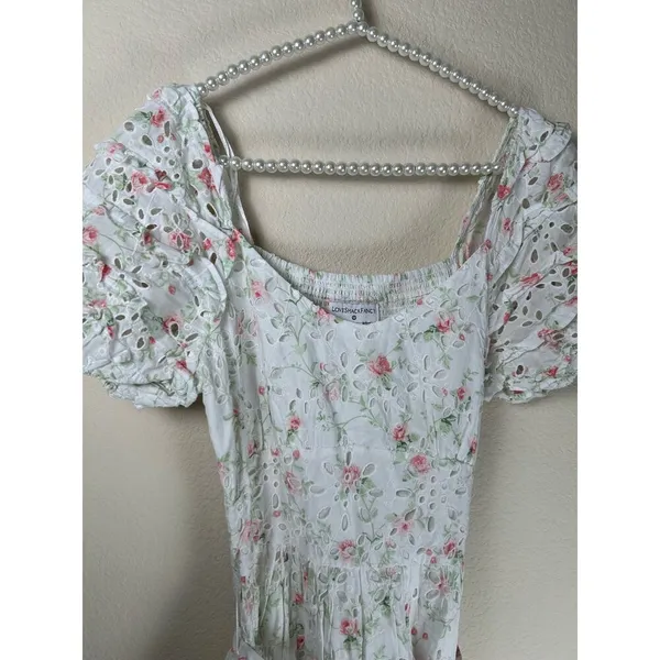LoveShackFancy Clementine Eyelet Dress Size 2 Coquette Floral Girly Midi Length - Image 5