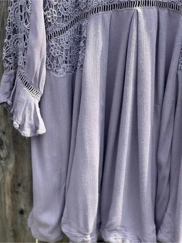 Free People Lilac Crochet Lace Tunic Dress Boho Small - Image 8