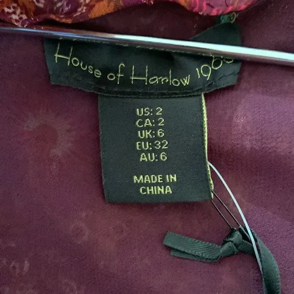 House of Harlow 1960 Berry V-neck Paisley Printed Casual Dress NWT 2 - Image 4