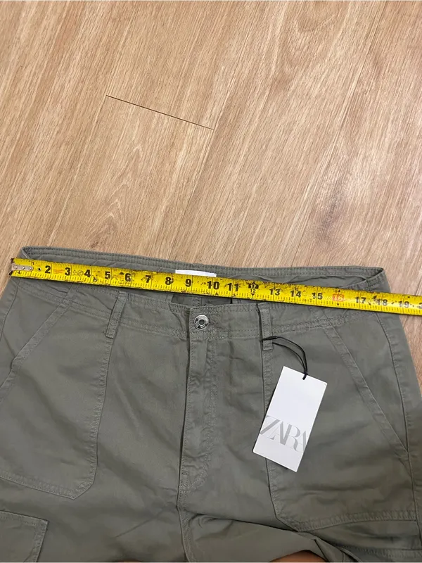 Zara Olive Green Wide Leg Cargo Pants - Image 6