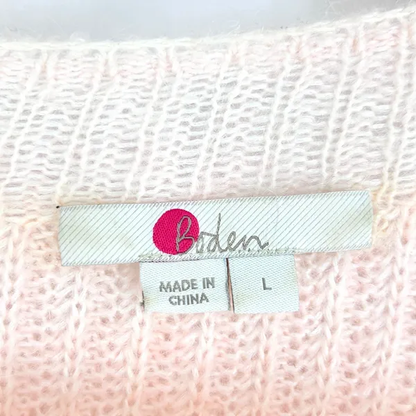 Boden Francesca Sweater Women's L Balloon Sleeve Rib Knit Mohair Knit Pink Large - Image 8