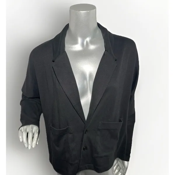 PACT Airplane Collection Relaxed Knit Blazer Jacket Black Medium Sustainable - Image 2