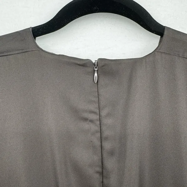 Banana Republic Satin Brown Bloussant-Sleeve Midi Dress V Neck Career Office 4 - Image 5