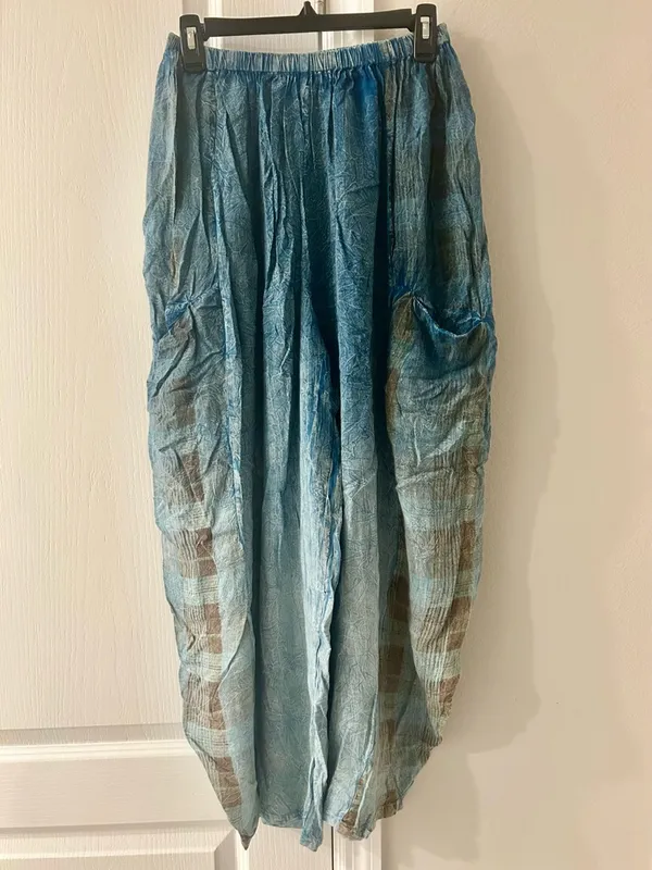 Advance Apparels Teal Blue Ombre Plaid Trousers - Image 4