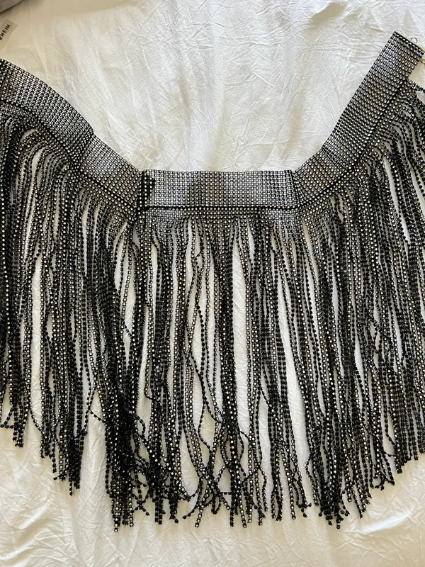 Fringe Beaded Skirt Black - Image 4