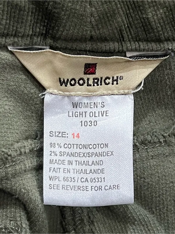 Woolrich Light Olive Green High Rise Corduroy Pants Size 14 - Image 9