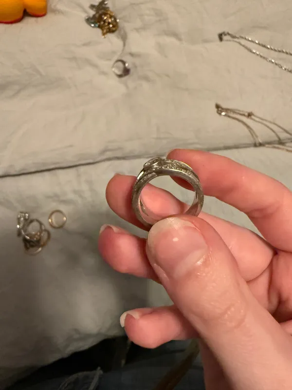 Sliver crossed dimond ring from Craig Husar Designs Silver Size 7 - Image 2