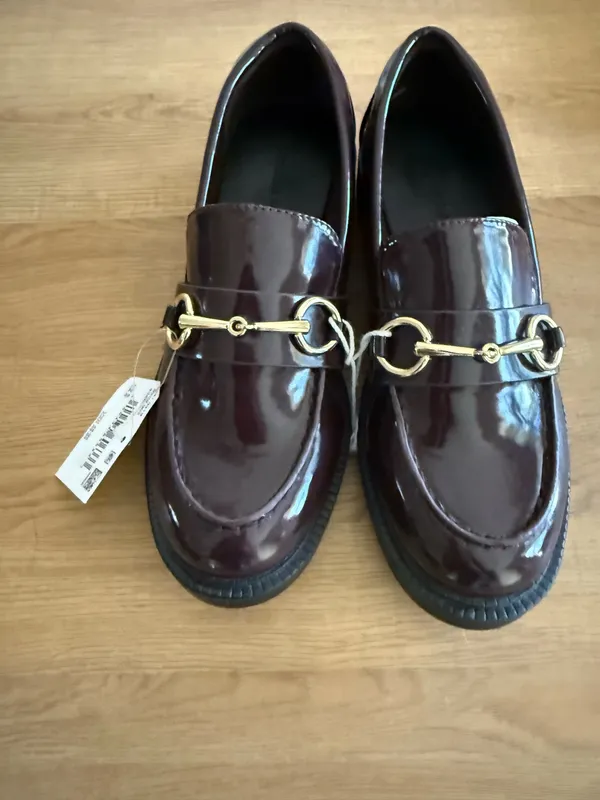 American Eagle Horsebit Loafers | Glossy Burgundy Oxblood | Size 6 | Brand New - Image 2