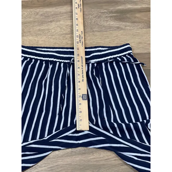 J.Crew Navy & White Striped Wide‑Leg Cotton Pants with Drawstring Waist Size M - Image 5