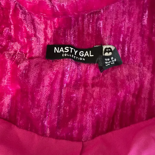Nasty Gal Fuchsia Crushed Velvet Oversized Blazer - Pink - Image 9