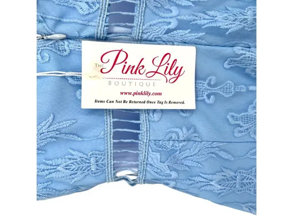 Pink Lily Lace Cutout Mini Dress Light Blue Size Small NWT Coquette Soft Girl - Image 10