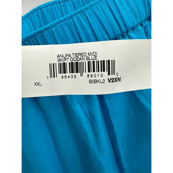 The Drop Ocean Blue Anupa Cotton Tiered Midi Skirt Pockets Womens XXL‎ NWT - Image 8