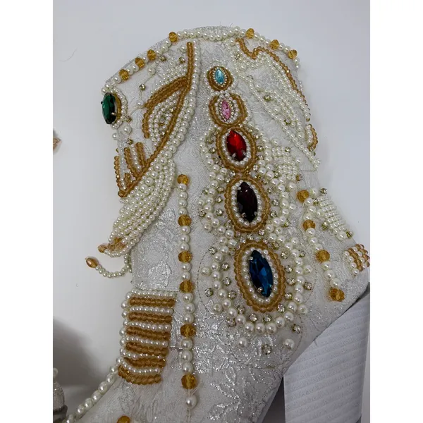 Azalea Wang Astounding White Jewel Beaded Pearl Western Cowboy Boots Size 6 - Image 16