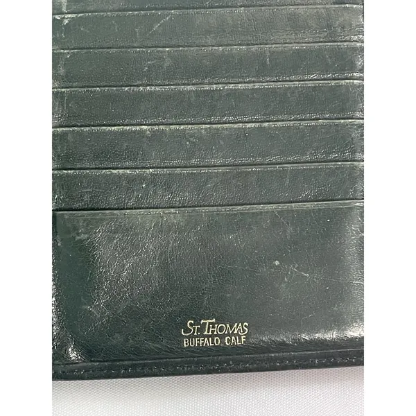 Vintage St.Thomas Buffalo Calf Leather Wallet Green Snap Closure Coin Purse BinB - Image 4