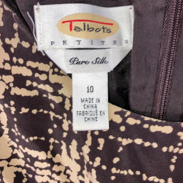 Talbots Petites Pure Silk Plaid Sheath Dress Women 10 Brown Beige Sleeveless‎ - Image 7