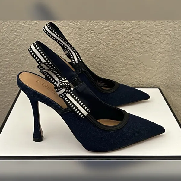 Steve Madden Women’s Bri Dark Denim Design Heels Size-6.5 - Image 3