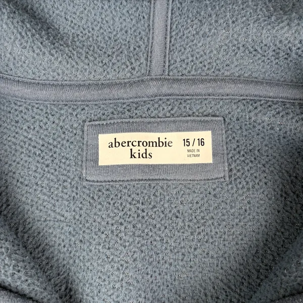 Abercrombie Fitch Sherpa Fleece Hoodie Kids 15/16 Blue Embroidered Winter Casual - Image 5