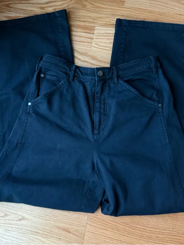 Anthropologie Pilcro Breaker Wide Leg Cotton Pants Navy Blue Elastic Waist - Size Small - Image 3