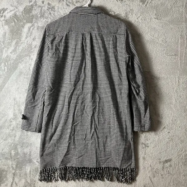 Vilagallo Checked Fringe Zip Up Wool Dress Black White Houndstooth Size 36 US‎ 4 - Image 5
