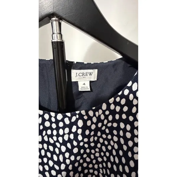 J.Crew Womens Polka Dot Sleeveless Shift Dress Navy Blue White Size 4 - Image 2