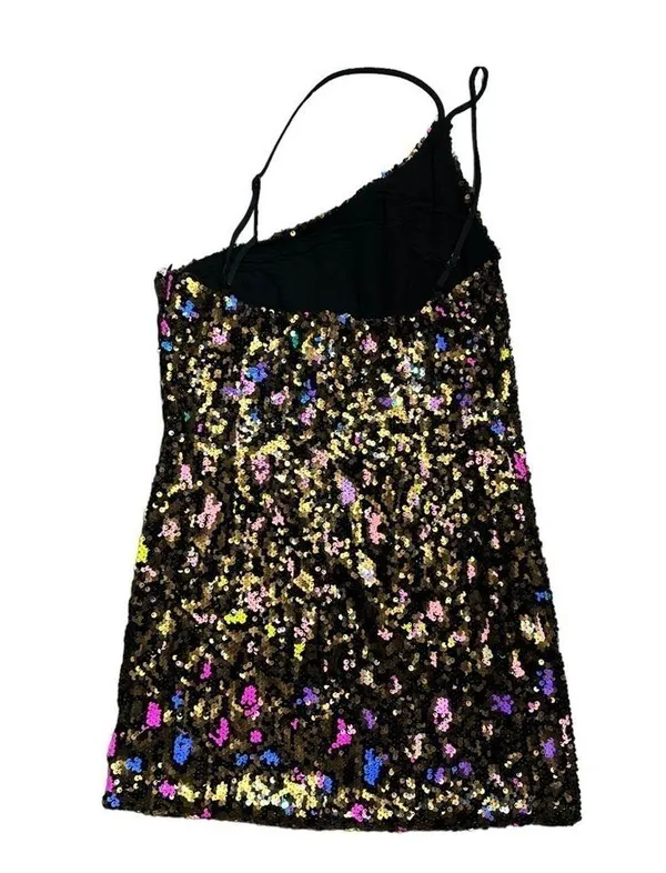 Dress the Population x Cosmopolitan Leopard Sequin One Shoulder Mini Dress US XS - Image 9