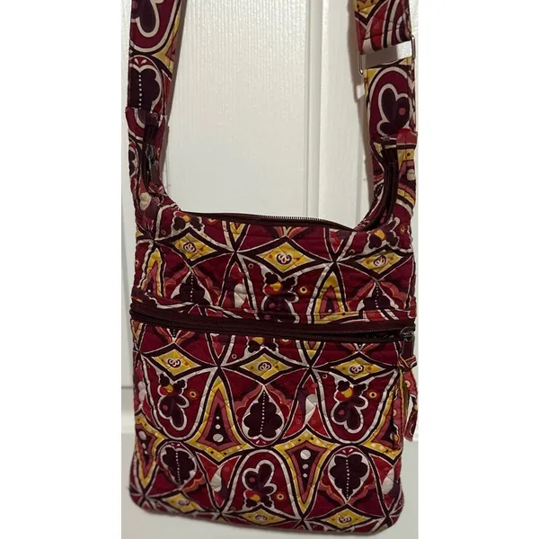 Stephanie Dawn‎ Floral Burgundy Yellow Crossbody Bag Adjustable Strap - Image 2