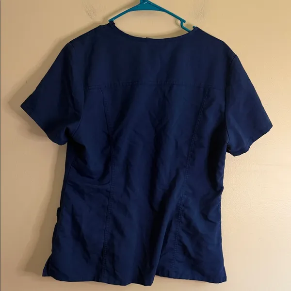 Women's Navy V-Neck Short Sleeve Scrub Top - Image 7