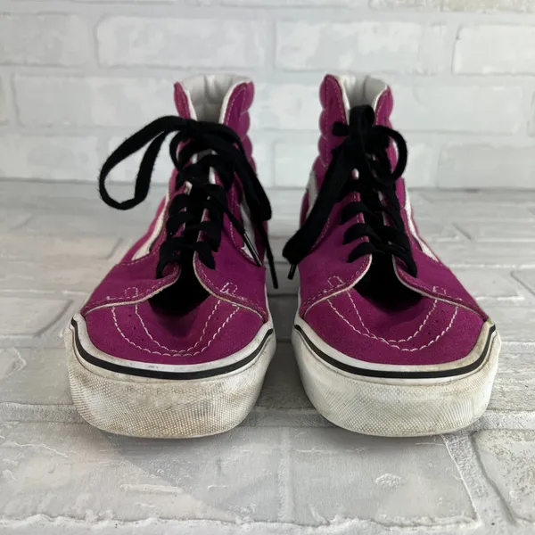 Vans Sk8-Hi Top Sneakers Pink Womens 9 Mens 7.5 Canvas Suede Lace Up Shoes 40EU‎ - Image 6
