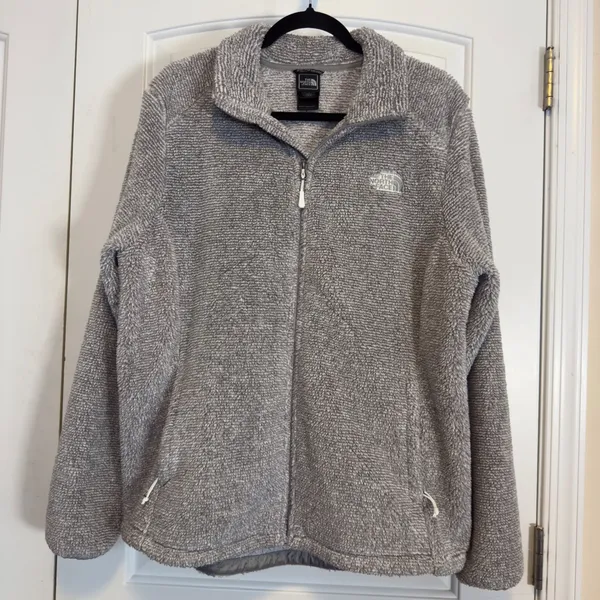 The North Face Jacket Womens Gray Heavy Osito Sherpa EUC Full Zip XL Warm Winter - Image 2