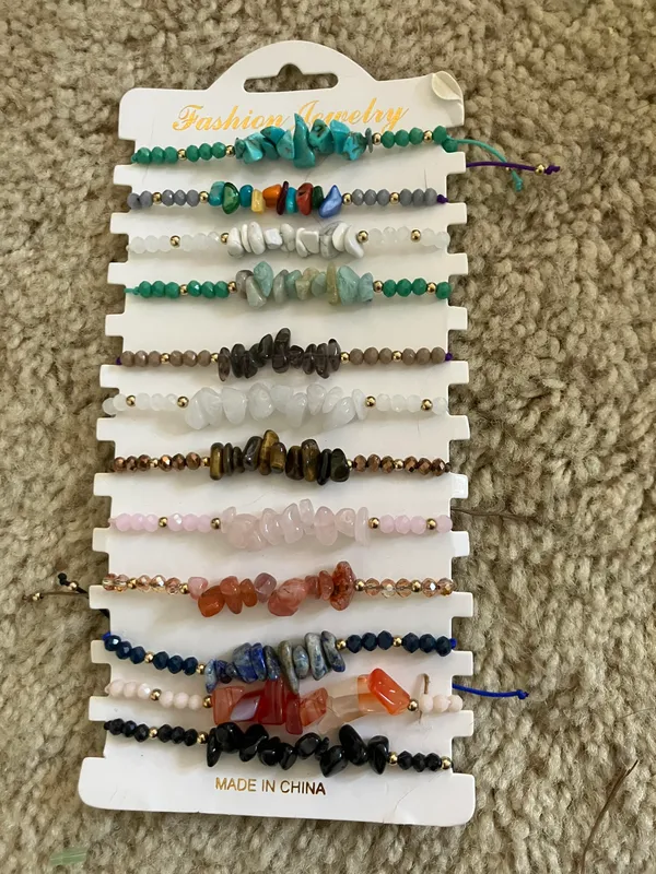 12PCS Mixed Color Rainbow Colorful Stone Crystal Bracelets - Image 6