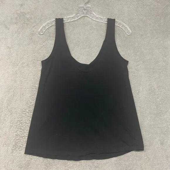 ASOS Top Womens 2 Black V Scoop Neck‎ Tank Organic Cotton Minimal Stretch - Image 6