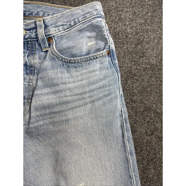 Levi’s 501 Original Jeans Women’s Approx W27 Light Wash Distressed Button Fly - Image 3
