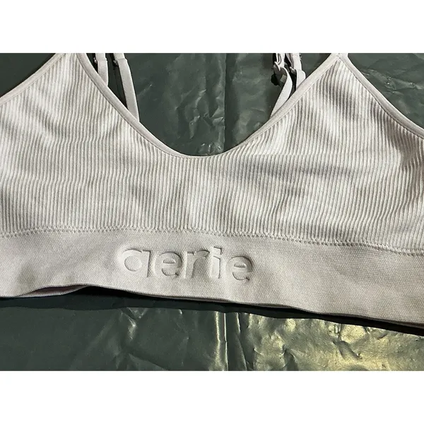 Aerie Seamless Ribbed Bralette Women's M Light Pink Logo Band Strappy NWT - Image 5