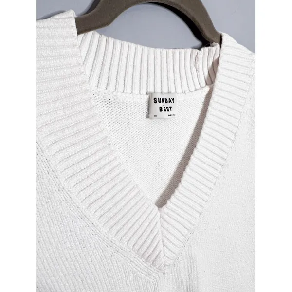 Aritzia‎ Sunday Best Wyatt White Sweater Vest Size XS Cotton Blend - Image 3