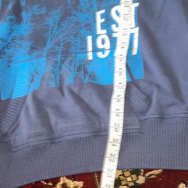 Vintage American Eagle Outfitters Navy Graphic Hoodie‎ L - Image 8