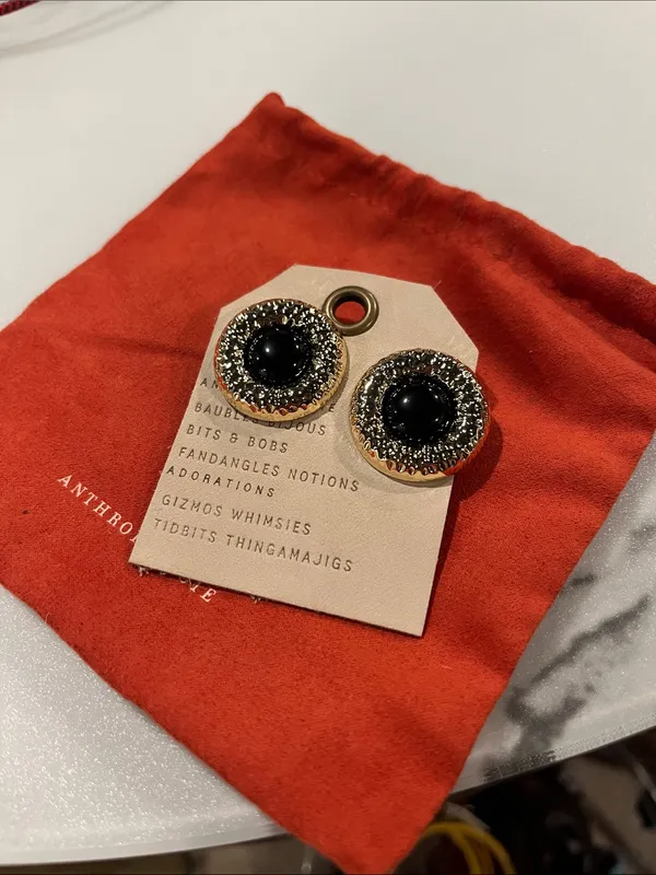 NWT By Anthropologie Tiger's Eye Button Post Earrings - Image 3