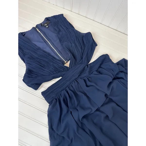 Lulus Vivid Imagination Navy Blue Cutout Maxi Dress Bridesmaid Gala Extra Large - Image 5