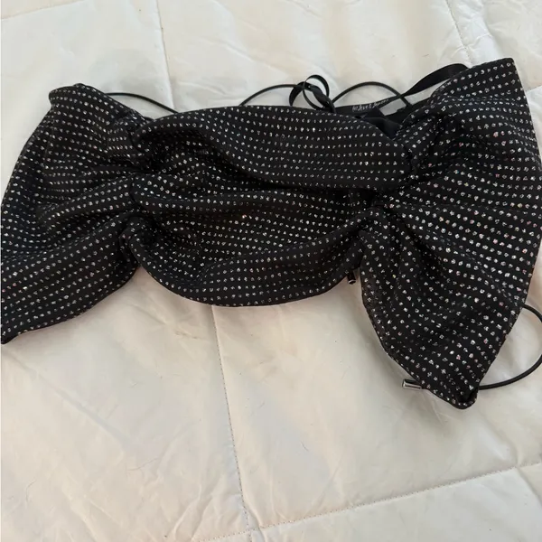 For Love And Lemons Black and White Polka Dot Crop Top - Image 2