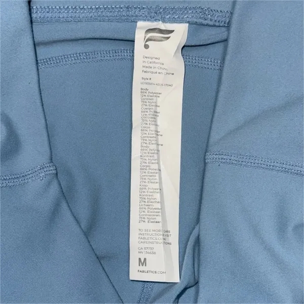 Fabletics High Waisted Powerhold Baby Blue Logo Stripe Leggings Women’s Medium - Image 6