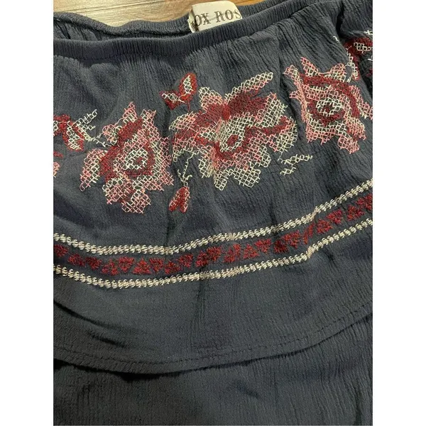 Knox Rose Women's Navy Blue Cross Stitched Floral Off The‎ Shoulder Dress sz XL - Image 7