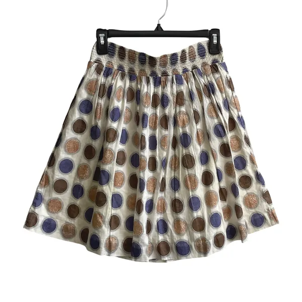 Edme & Esyllte Anthropologie Skirt Womens Small Brown Purple Dot Boho Smocked S - Image 4
