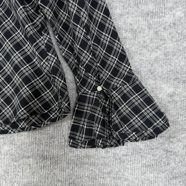 Lauren Ralph Lauren Size-1X Women's Shirt Long Sleeve Collared Top Black Plaid - Image 8