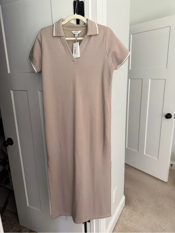 Spanx airpique polo dress new tan short sleeve maxi NWT ashwood tan - Image 3