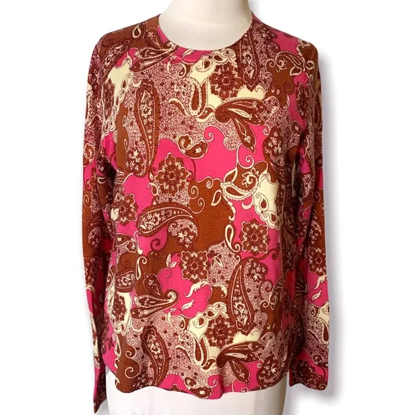 J. crew margot sweater vintage paisley merino wool sz M‎ - Image 5