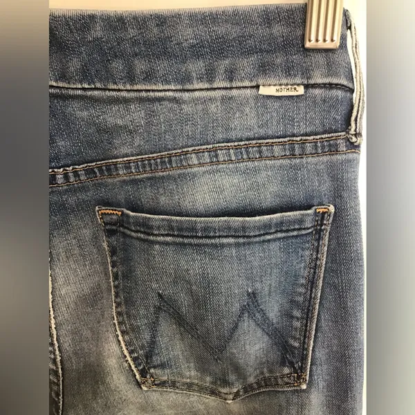 Mother Looker Ankle Fray Jeans Womens 26 Blue Birds Of‎ Paradise Raw Hem Stretch - Image 3